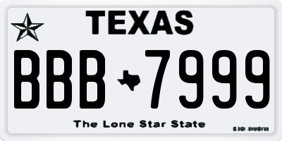 TX license plate BBB7999