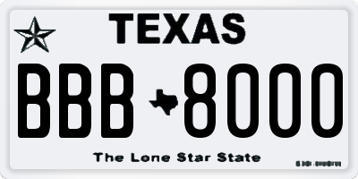 TX license plate BBB8000