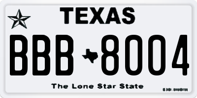 TX license plate BBB8004