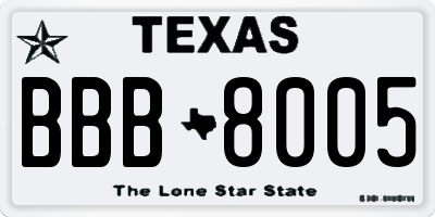 TX license plate BBB8005