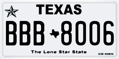 TX license plate BBB8006