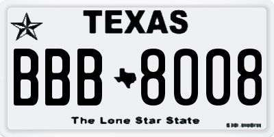 TX license plate BBB8008