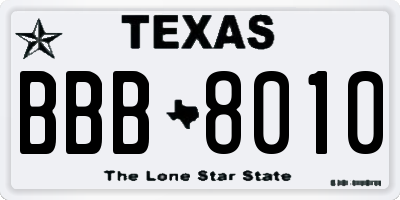 TX license plate BBB8010