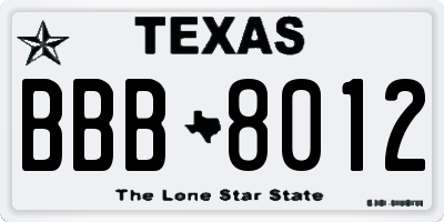 TX license plate BBB8012