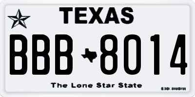 TX license plate BBB8014