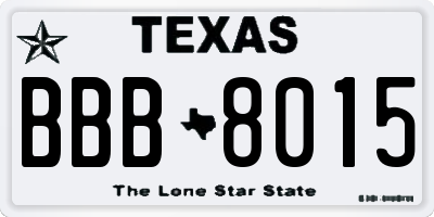 TX license plate BBB8015