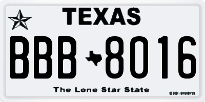 TX license plate BBB8016