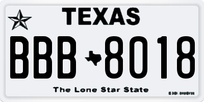 TX license plate BBB8018