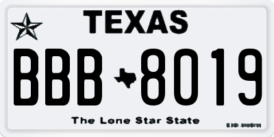 TX license plate BBB8019