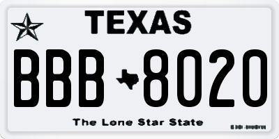 TX license plate BBB8020