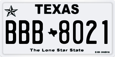 TX license plate BBB8021