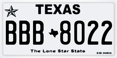 TX license plate BBB8022