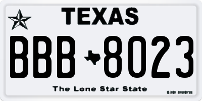 TX license plate BBB8023