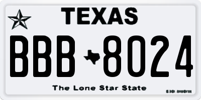 TX license plate BBB8024