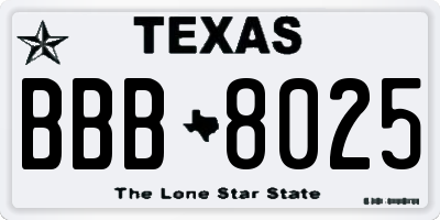 TX license plate BBB8025