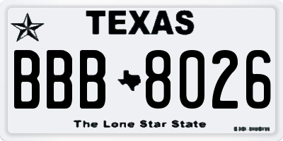 TX license plate BBB8026