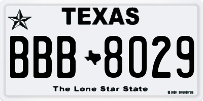 TX license plate BBB8029