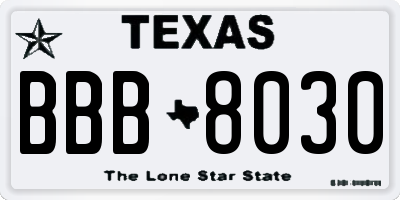 TX license plate BBB8030