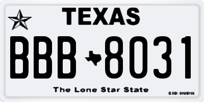 TX license plate BBB8031