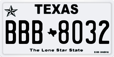 TX license plate BBB8032