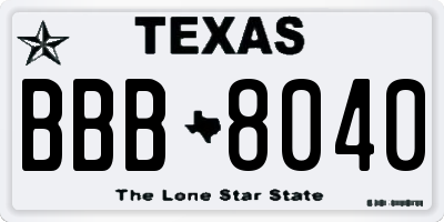 TX license plate BBB8040