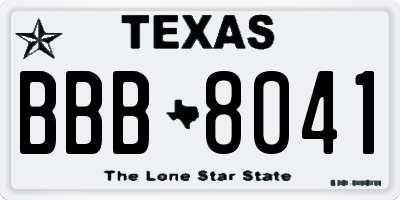 TX license plate BBB8041