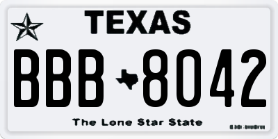 TX license plate BBB8042