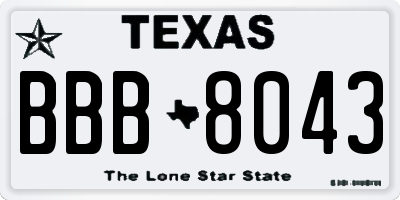 TX license plate BBB8043