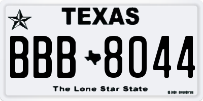 TX license plate BBB8044