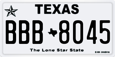 TX license plate BBB8045