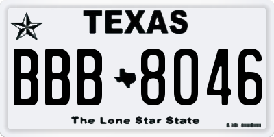 TX license plate BBB8046