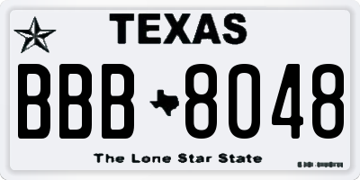 TX license plate BBB8048