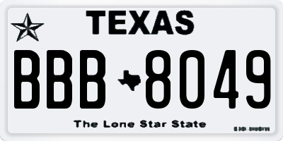 TX license plate BBB8049