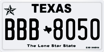 TX license plate BBB8050