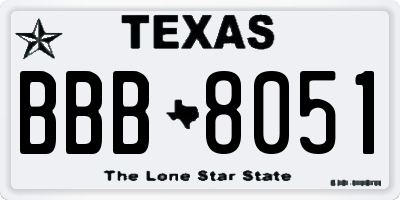 TX license plate BBB8051