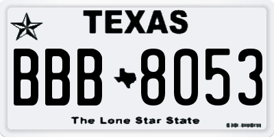 TX license plate BBB8053