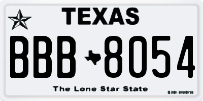 TX license plate BBB8054