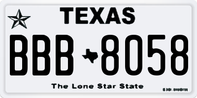 TX license plate BBB8058