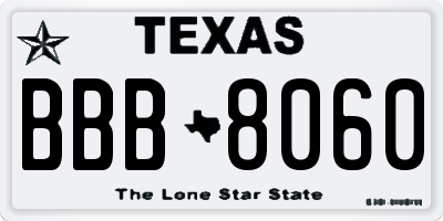 TX license plate BBB8060