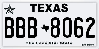 TX license plate BBB8062