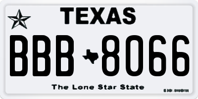 TX license plate BBB8066