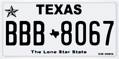 TX license plate BBB8067