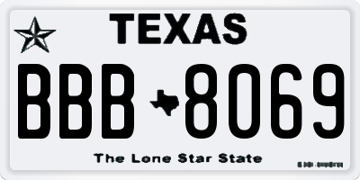 TX license plate BBB8069