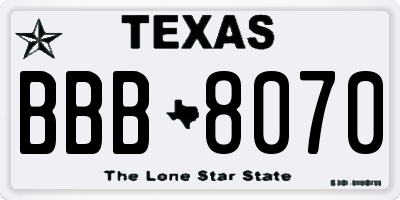 TX license plate BBB8070