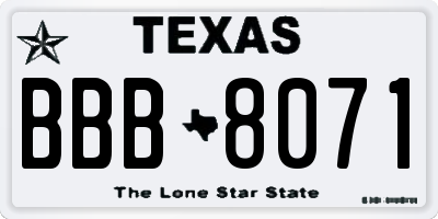 TX license plate BBB8071