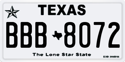 TX license plate BBB8072