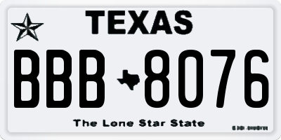 TX license plate BBB8076