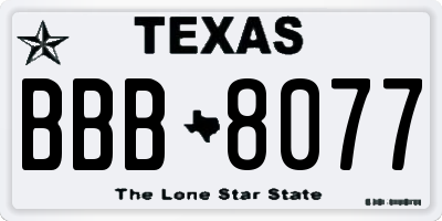 TX license plate BBB8077