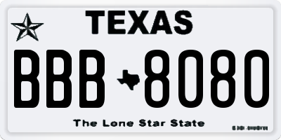 TX license plate BBB8080