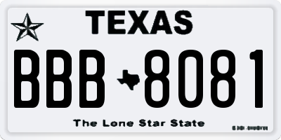 TX license plate BBB8081